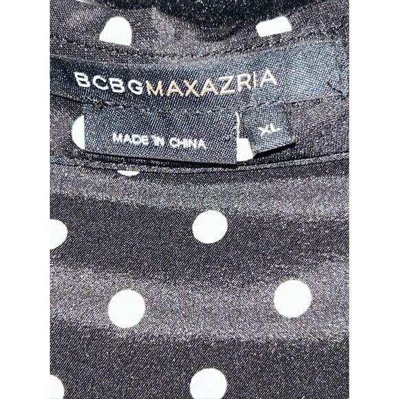 BCBG MAXAZRIA Womens XL Polka Dot Satin Button-Up Blouse Whimsigoth Preppy - Picture 7 of 14